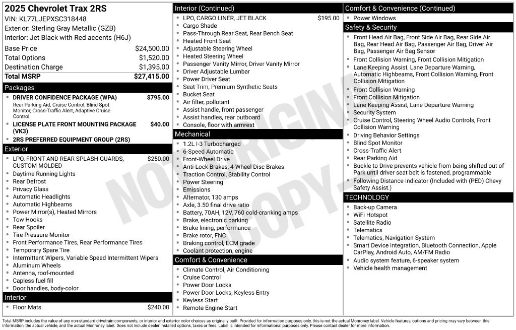 Certified 2025 Chevrolet Trax RS w/ Driver Confidence Package FWD image 6