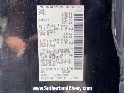 Used 2019 Nissan Murano S w/ Cargo Package image 39