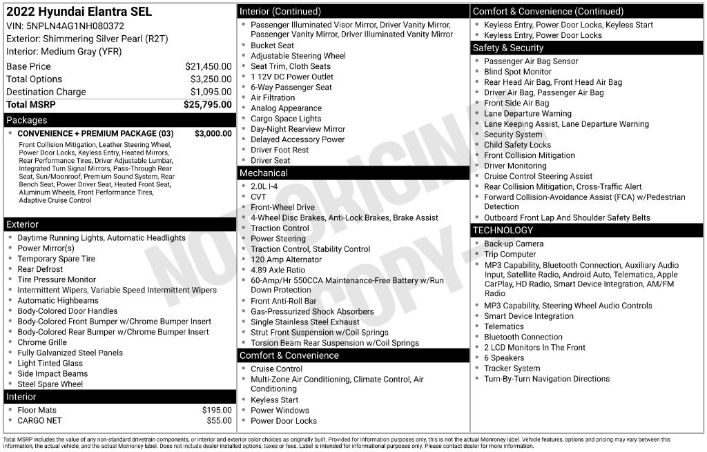 Used 2022 Hyundai Elantra SEL w/ Convenience + Premium Package FWD image 7