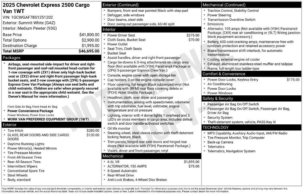 Used 2025 Chevrolet Express 2500 RWD image 3