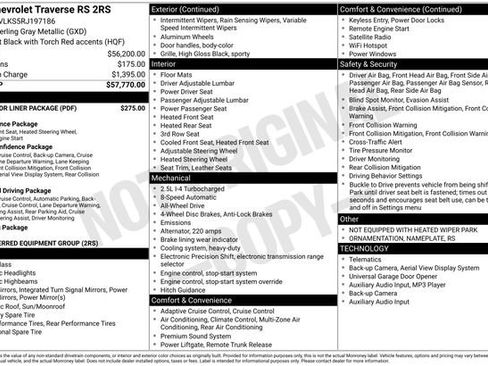 Used 2024 Chevrolet Traverse RS w/ LPO, Floor Liner Package AWD/4WD image 52