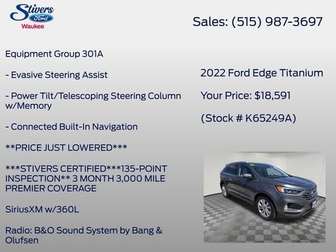 Used 2022 Ford Edge Titanium w/ Equipment Group 301A AWD/4WD image 16