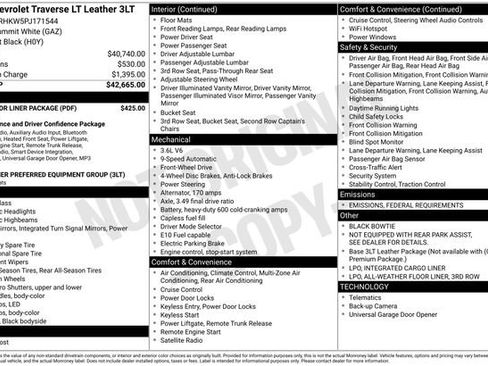 Certified 2023 Chevrolet Traverse LT w/ LPO, Floor Liner Package image 7