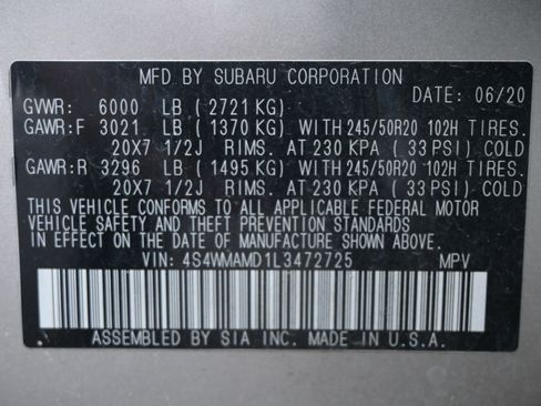 Used 2020 Subaru Ascent Limited w/ Popular Package #2A image 17