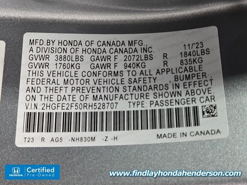 Certified 2024 Honda Civic Sport image 13