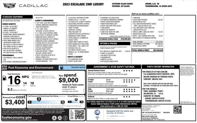 Used 2023 Cadillac Escalade Luxury w/ LPO, Floor Liner Package RWD image 4