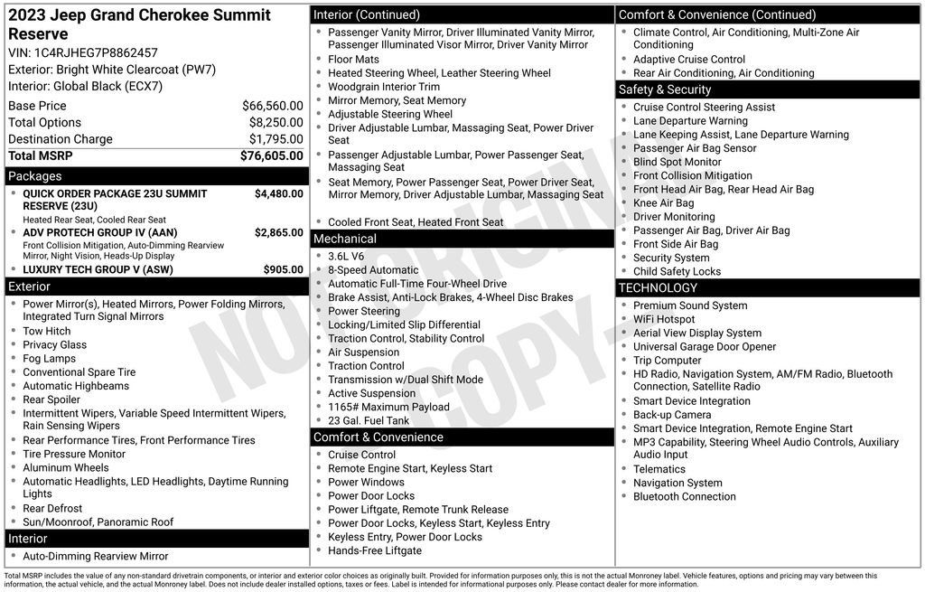 Certified 2023 Jeep Grand Cherokee Summit AWD/4WD image 42