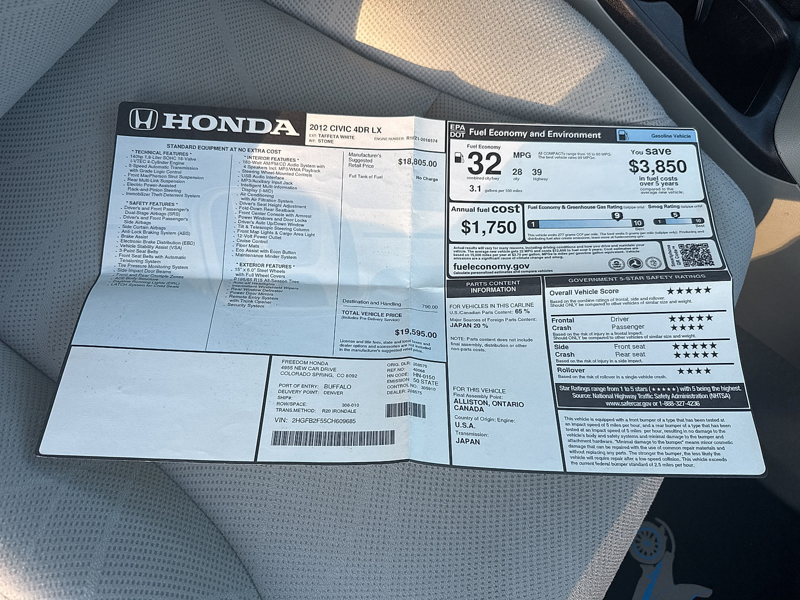 Used 2012 Honda Civic LX image 51