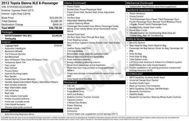 Used 2012 Toyota Sienna XLE w/ Entertainment Pkg FWD image 11