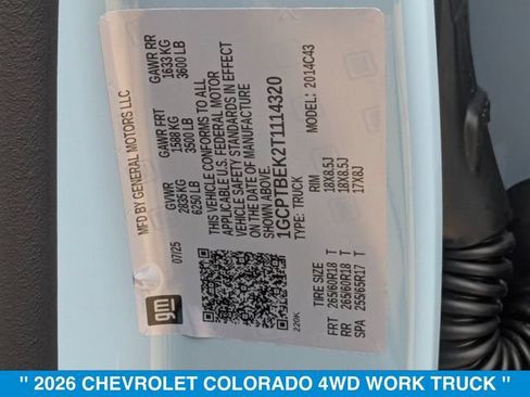 New 2026 Chevrolet Colorado W/T w/ WT Custom Package AWD/4WD image 27