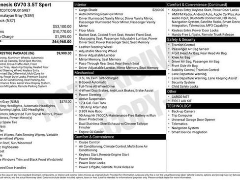 Used 2022 Genesis GV70 3.5T Sport w/ Sport Prestige Package image 2