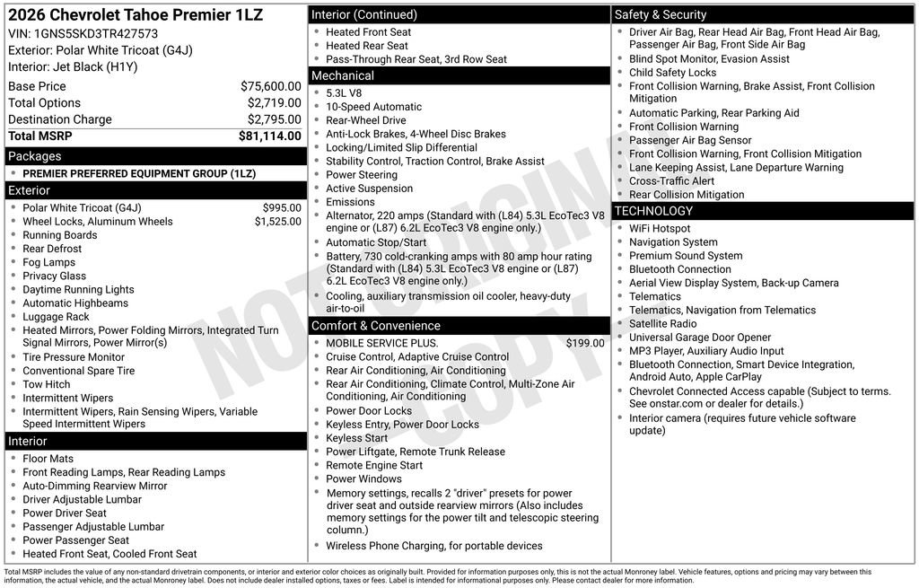 New 2026 Chevrolet Tahoe Premier RWD image 18