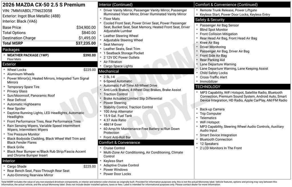 New 2026 MAZDA CX-50 AWD 2.5 S w/ Weather Package image 34