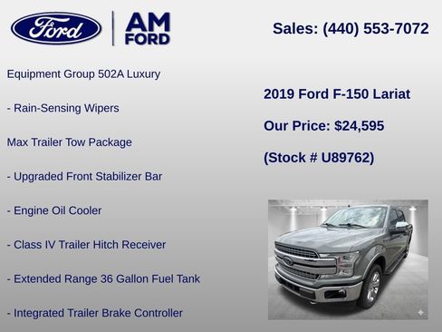 Certified 2019 Ford F150 Lariat w/ Equipment Group 502A Luxury AWD/4WD image 18