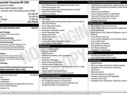 Used 2026 Chevrolet Traverse RS w/ LPO, Floor Liner Package image 2