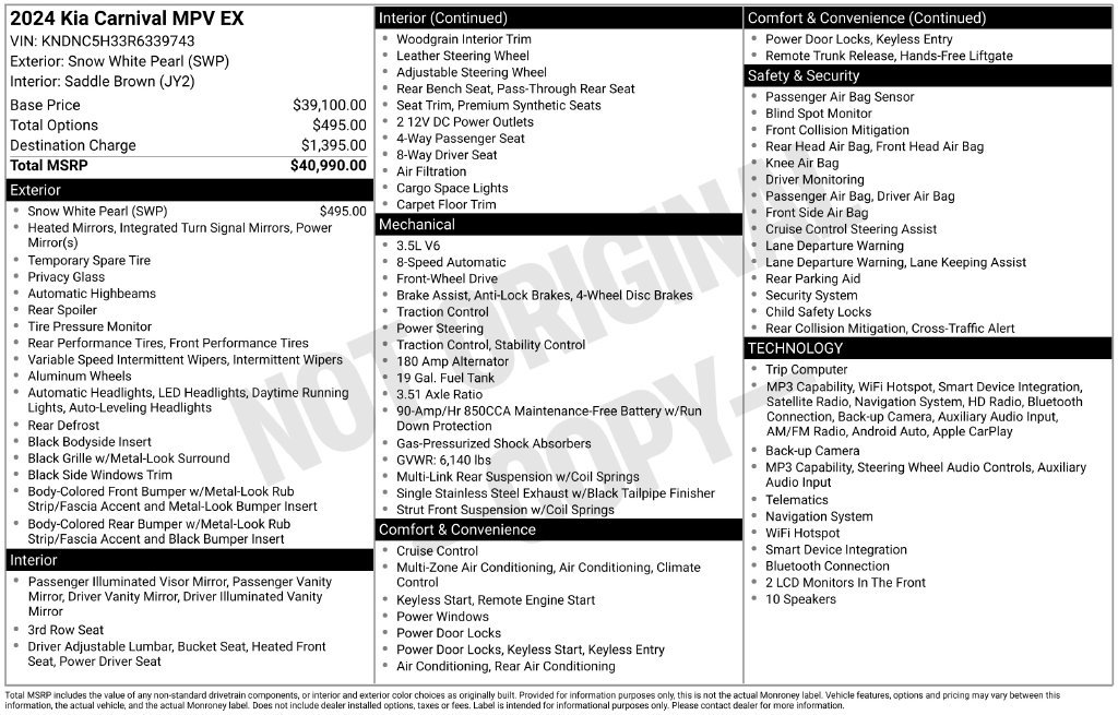 Used 2024 Kia Carnival EX FWD image 6