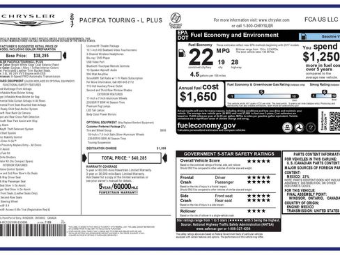 Used 2017 Chrysler Pacifica Touring-L Plus w/ Tire & Wheel Group FWD image 37