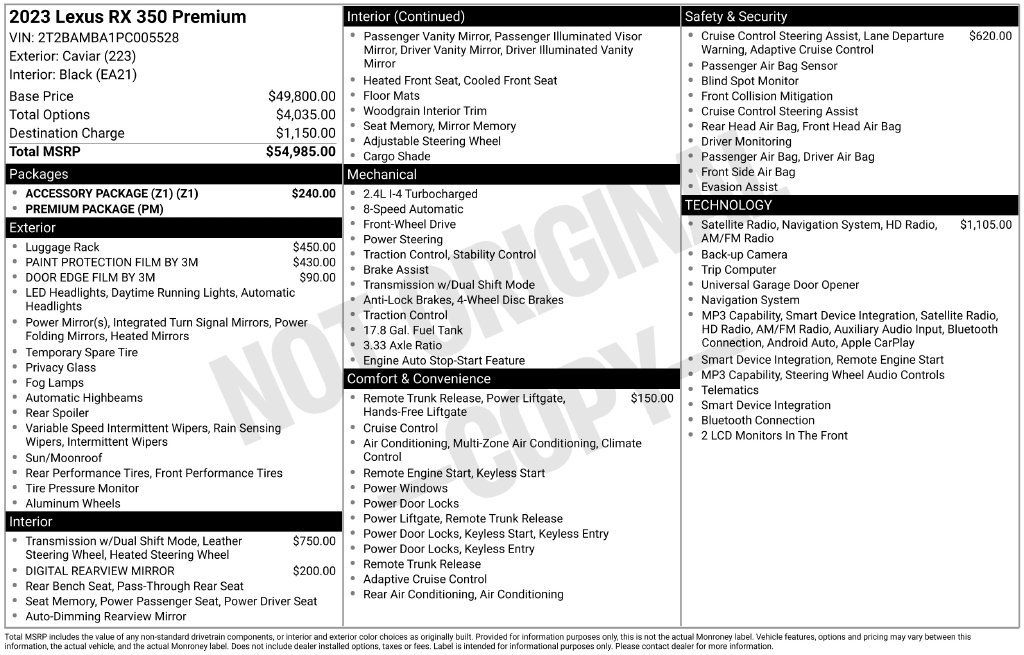 Used 2023 Lexus RX 350 Premium w/ Accessory Package (Z1) FWD image 5