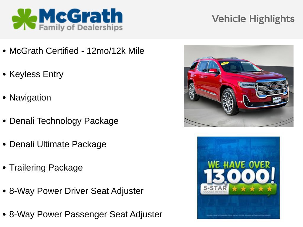 Used 2021 GMC Acadia Denali w/ Denali Ultimate Package AWD/4WD image 6
