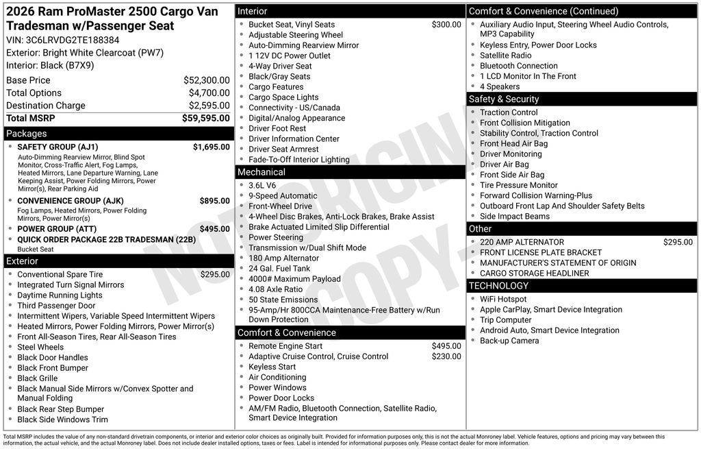 New 2026 RAM ProMaster 2500 w/ Safety Group FWD image 4