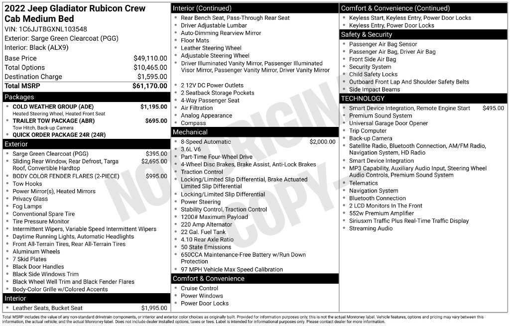Used 2022 Jeep Gladiator Rubicon w/ Cold Weather Group AWD/4WD image 5