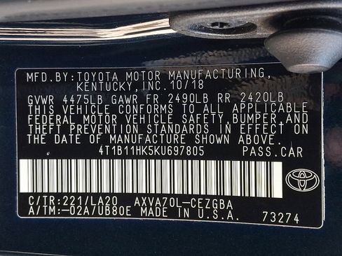 Used 2019 Toyota Camry XLE w/ Navigation Package image 30