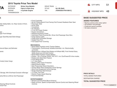Used 2015 Toyota Prius Two image 5