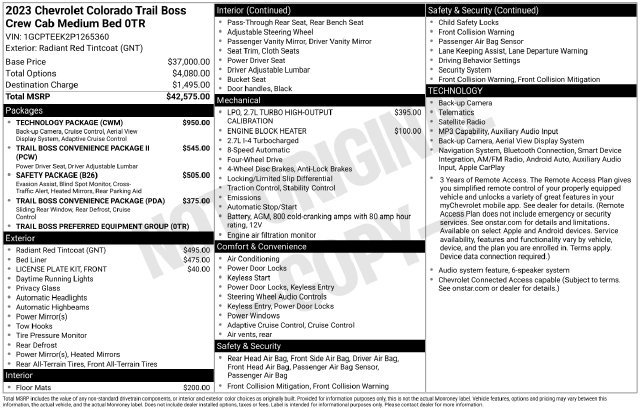 Used 2023 Chevrolet Colorado Trail Boss w/ Technology Package AWD/4WD image 44