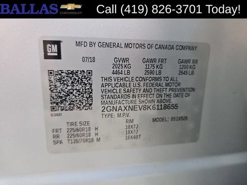 Certified 2019 Chevrolet Equinox Premier w/ LPO, Floor Liner Package FWD image 17
