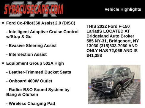 Used 2022 Ford F150 Lariat w/ Equipment Group 502A High AWD/4WD image 5