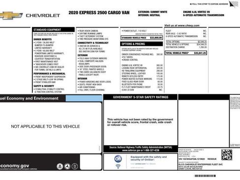 Used 2020 Chevrolet Express 2500 w/ Driver Convenience Package image 9