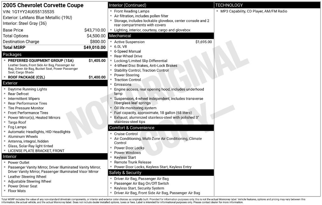 Used 2005 Chevrolet Corvette Coupe w/ Preferred Equipment Group RWD image 19