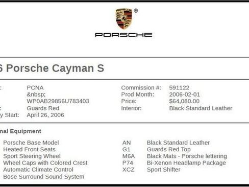 Used 2006 Porsche Cayman S RWD image 1