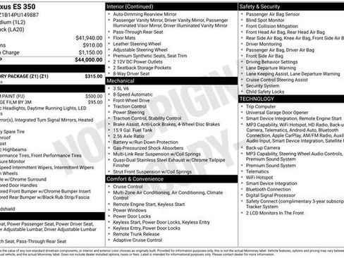 Used 2023 Lexus ES 350 w/ Accessory Package (Z1) image 2