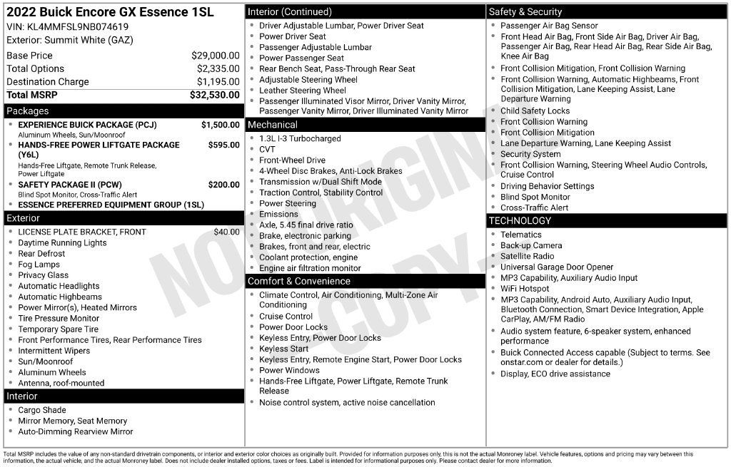 Used 2022 Buick Encore GX Essence w/ Experience Buick Package FWD image 46
