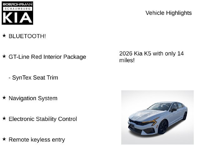 New 2026 Kia K5 GT-Line w/ GT-Line Red Interior Package AWD/4WD image 7