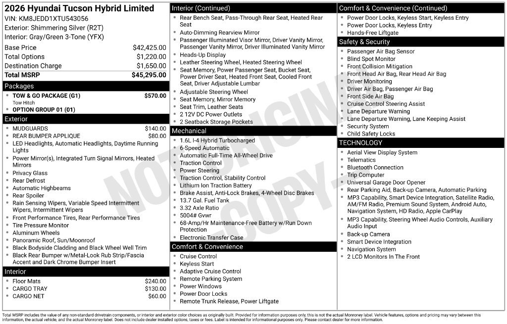 New 2026 Hyundai Tucson Limited w/ Tow & Go Package AWD/4WD image 7