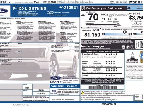 New 2025 Ford F150 Lightning Lariat w/ Max Trailer Tow Package image 2