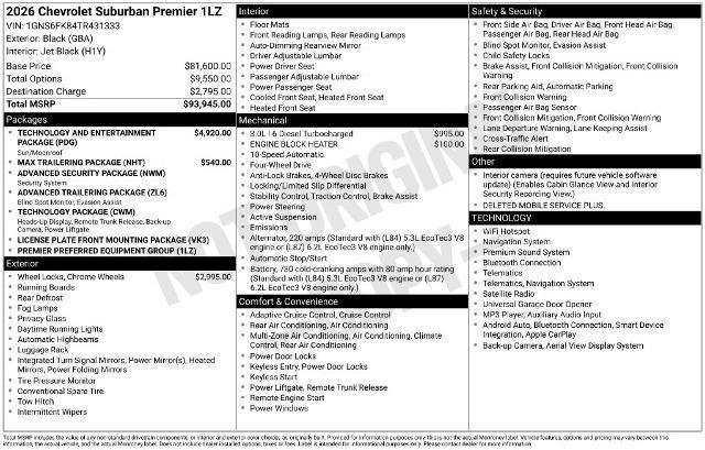 New 2026 Chevrolet Suburban Premier AWD/4WD image 46