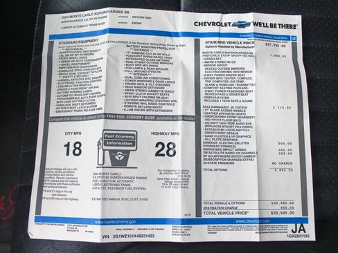 Used 2004 Chevrolet Monte Carlo SS w/ Dale Earnhardt Jr. Package FWD image 44