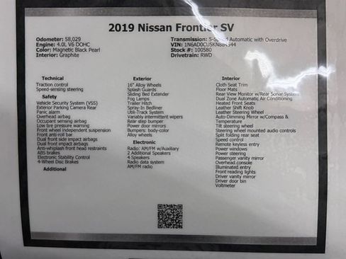 Used 2019 Nissan Frontier SV w/ Value Truck Package RWD image 49