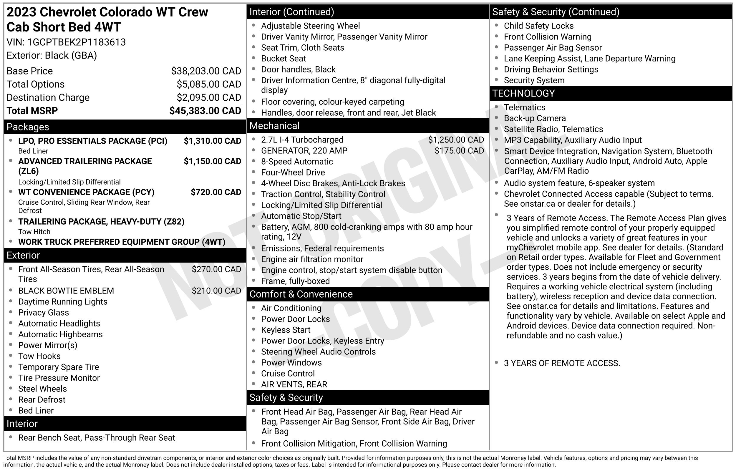 Used 2023 Chevrolet Colorado W/T w/ LPO, Pro Essentials Package AWD/4WD image 2
