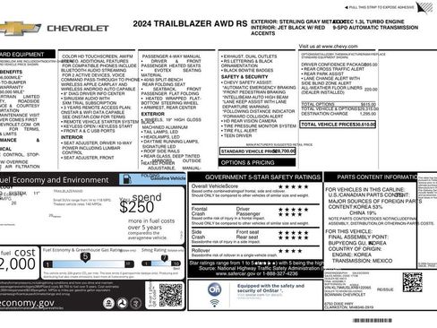 Used 2024 Chevrolet TrailBlazer RS w/ Driver Confidence Package AWD/4WD image 29