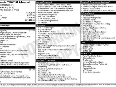 New 2026 Genesis GV70 2.5T Advanced AWD/4WD image 3