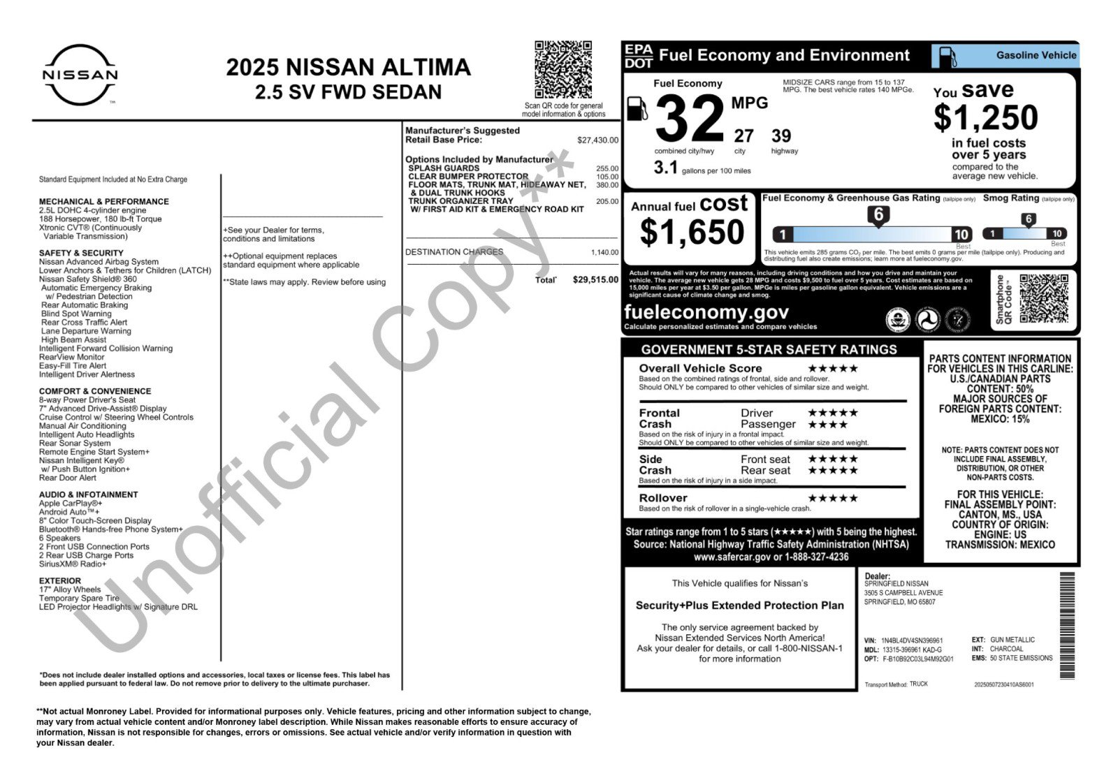 Used 2025 Nissan Altima 2.5 SV FWD image 48