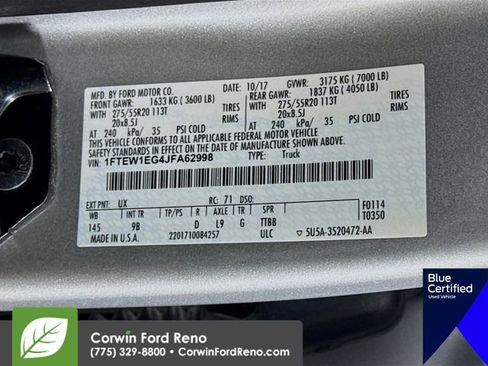 Certified 2018 Ford F150 Platinum w/ Equipment Group 701A Luxury image 36