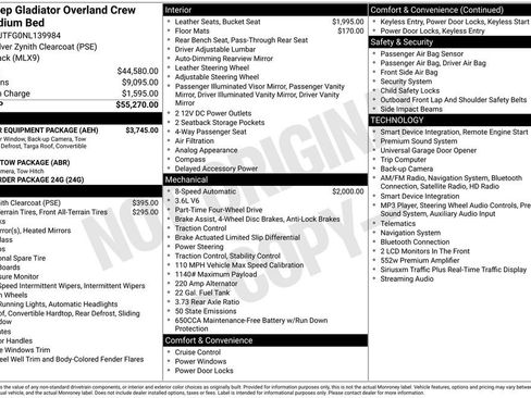 Used 2022 Jeep Gladiator Overland w/ Popular Equipment Package AWD/4WD image 9