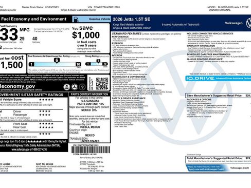 Certified 2026 Volkswagen Jetta SE FWD image 43