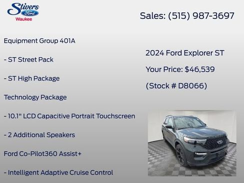 Used 2024 Ford Explorer ST w/ Equipment Group 401A image 7