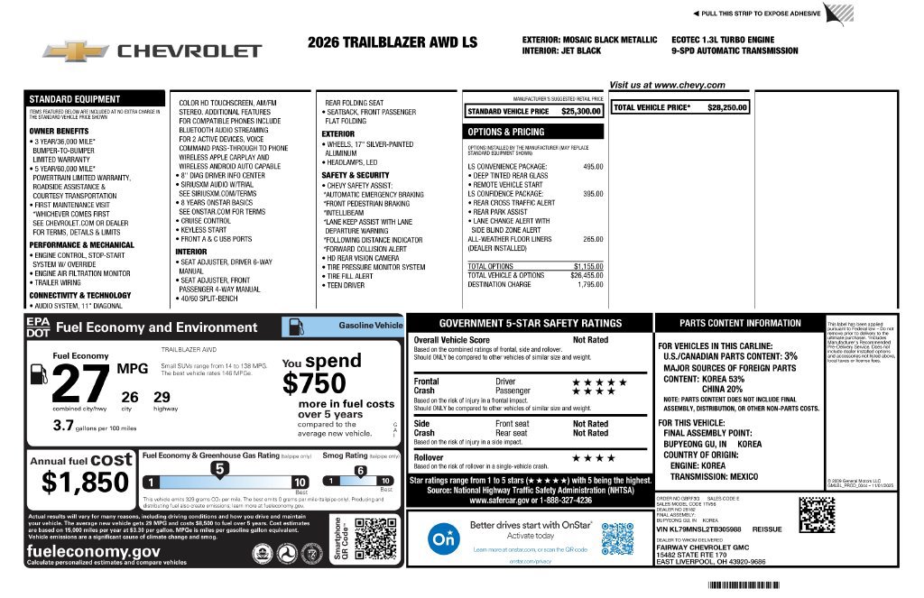 New 2026 Chevrolet TrailBlazer LS w/ LS Convenience Package AWD/4WD image 4